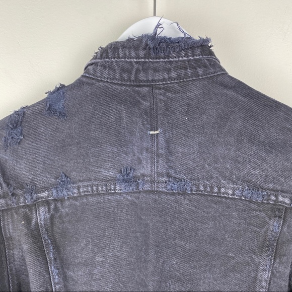 Mr. Completely Distressed Fitted Black Denim Jacket Men's Size Small - Picture 6 of 10